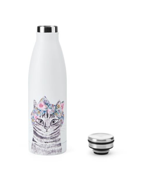 Bottiglia d'acqua bianca a doppia parete Tipperleyhill Cat - 500 ml