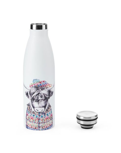 Bottiglia d'acqua Tipperleyhill Highland Cow White a doppia parete - 500 ml