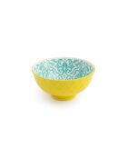 Bol à apéritif en grès à motifs géométriques jaunes et bleus - 12 cm