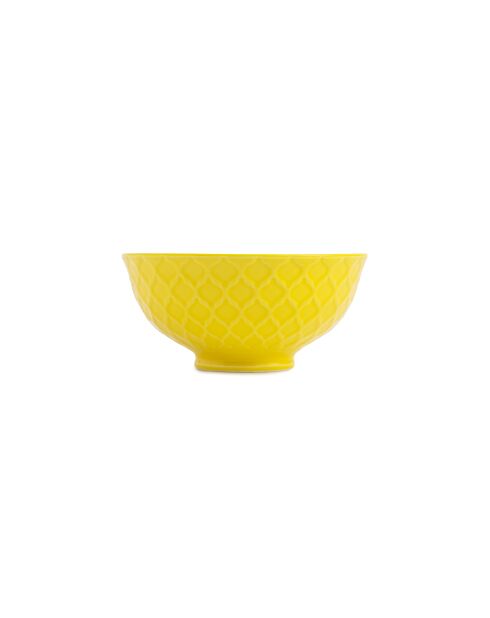 Bol à apéritif en grès à motifs géométriques jaunes et bleus - 12 cm