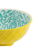 Bol à apéritif en grès à motifs géométriques jaunes et bleus - 12 cm