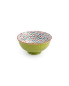 Bol à apéritif en grès à motifs géométriques verts et bleus - 12 cm