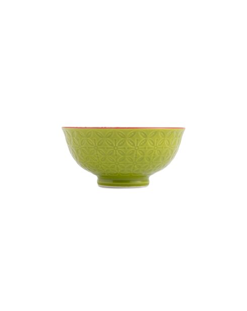 Bol à apéritif en grès à motifs géométriques verts et bleus - 12 cm