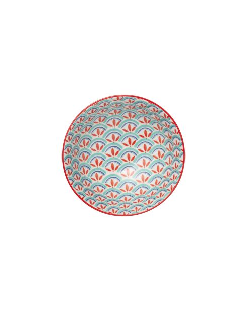 Bol à apéritif en grès à motifs géométriques verts et bleus - 12 cm