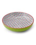 Bol en grès géométrique vert et bleu - 21 cm