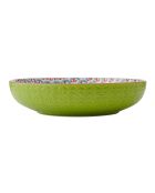 Bol en grès géométrique vert et bleu - 21 cm