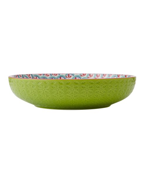 Bol en grès géométrique vert et bleu - 21 cm