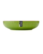 Bol en grès géométrique vert et bleu - 21 cm