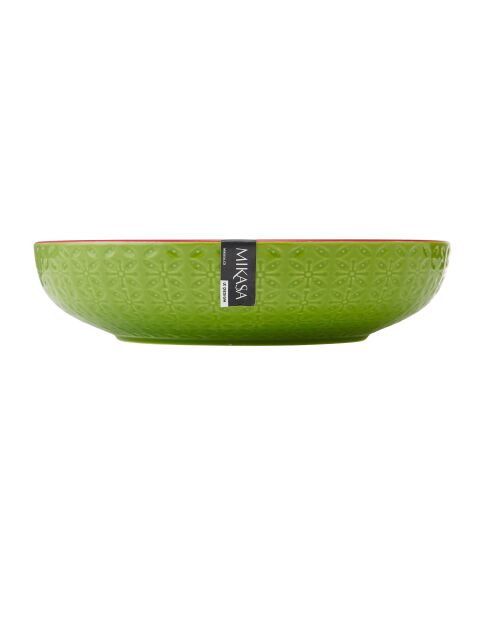 Bol en grès géométrique vert et bleu - 21 cm