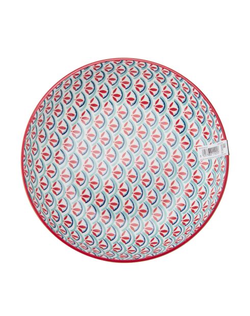 Bol en grès géométrique vert et bleu - 21 cm