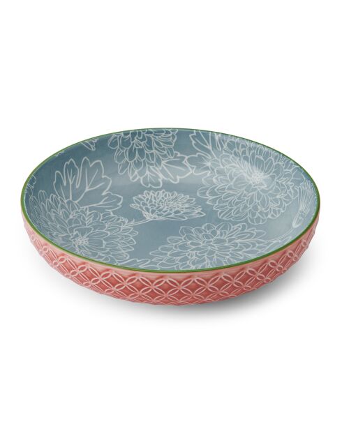 Bol en grès gris à motif floral - 21 cm