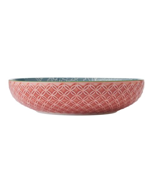 Bol en grès gris à motif floral - 21 cm