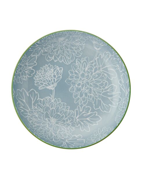 Bol en grès gris à motif floral - 21 cm