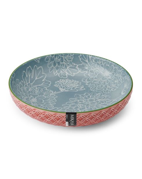 Bol en grès gris à motif floral - 21 cm