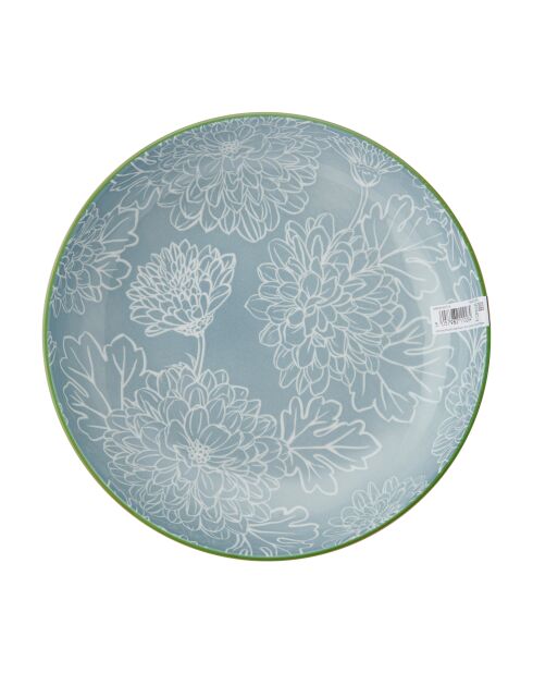 Bol en grès gris à motif floral - 21 cm