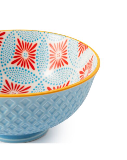 Bol à apéritif en grès à motif mosaïque bleue - 12 cm