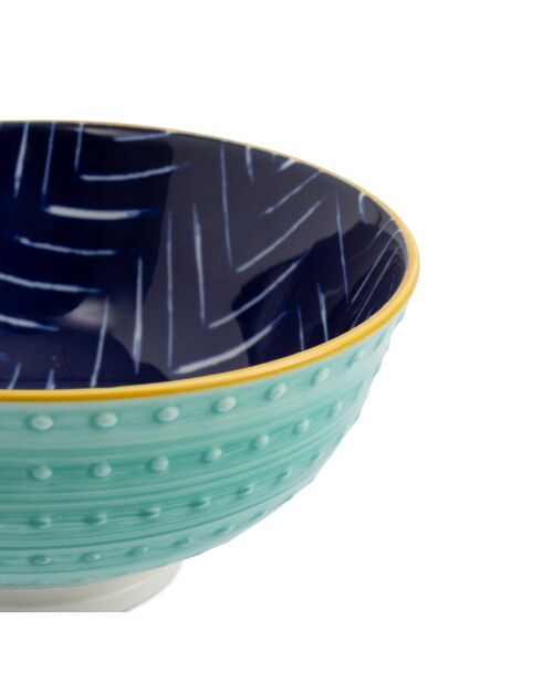 Bol à apéritif Chevron en grès bleu - 12 cm