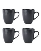 Set aus 4 schwarzen Midnight Jardin Steinzeugbechern — 420 ml