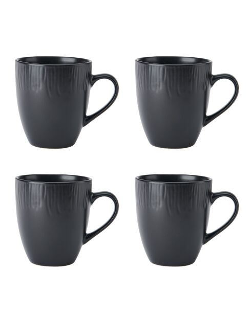 Set aus 4 schwarzen Midnight Jardin Steinzeugbechern — 420 ml