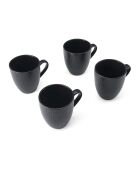 Set aus 4 schwarzen Midnight Jardin Steinzeugbechern — 420 ml