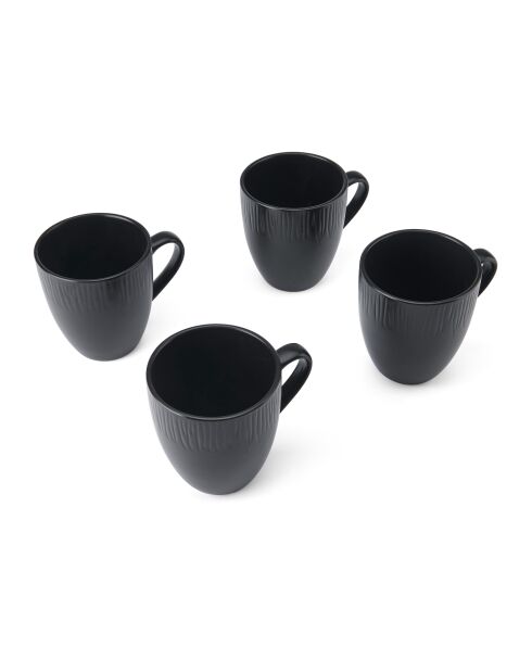 Set aus 4 schwarzen Midnight Jardin Steinzeugbechern — 420 ml
