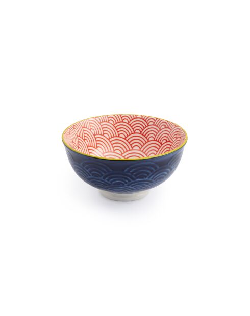 Bol à apéritif en grès rouge et bleu à motif arc - 12 cm