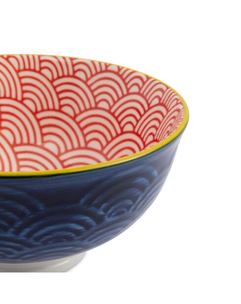 Bol à apéritif en grès rouge et bleu à motif arc - 12 cm