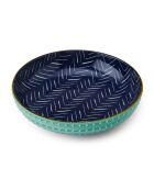 Bol en grès à chevrons bleu clair et bleu foncé - 21 cm