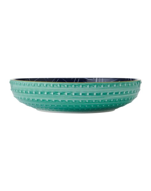 Bol en grès à chevrons bleu clair et bleu foncé - 21 cm