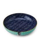 Bol en grès à chevrons bleu clair et bleu foncé - 21 cm