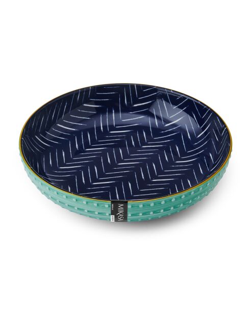 Bol en grès à chevrons bleu clair et bleu foncé - 21 cm