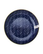Bol en grès à chevrons bleu clair et bleu foncé - 21 cm