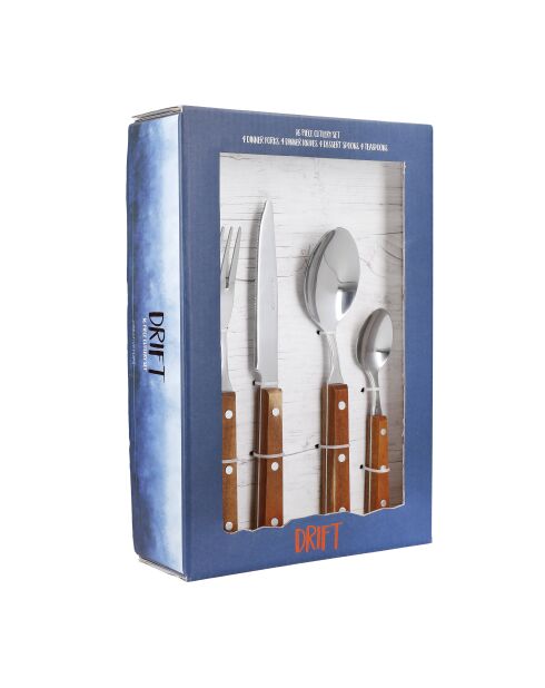 Lot de 16 couverts Drift en bois