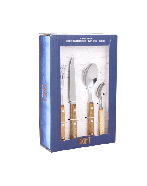 Lot de 16 couverts Drift en bois