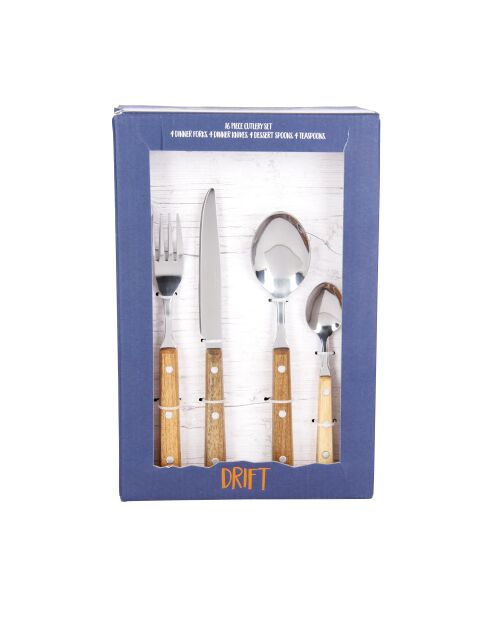 Lot de 16 couverts Drift en bois