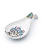 Soporte para cucharas de porcelana Tipperleyhill, diseño decorativo de gato y flores, 21 x 11 cm