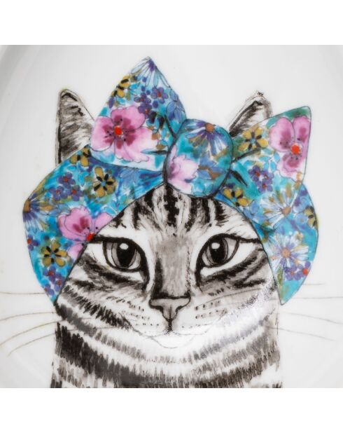 Soporte para cucharas de porcelana Tipperleyhill, diseño decorativo de gato y flores, 21 x 11 cm