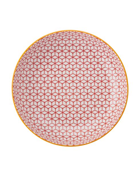 Bol en grès bleu à motif géométrique - 21 cm