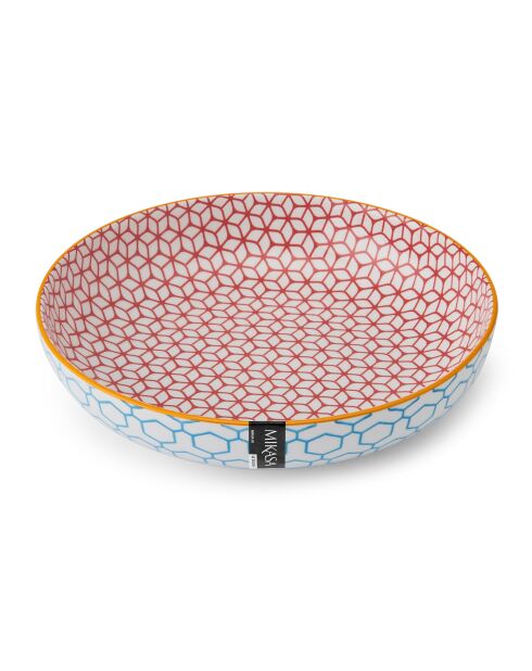 Bol en grès bleu à motif géométrique - 21 cm