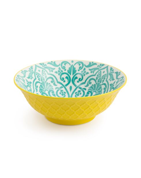 Bol à ramen en grès géométrique jaune et bleu - 1 L