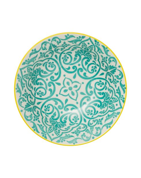 Bol à ramen en grès géométrique jaune et bleu - 1 L