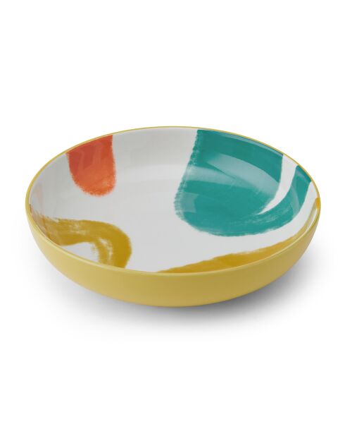 Bol en grès jaune abstrait 900 ml - 21 cm