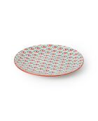Assiette à dessert en grès à motifs géométriques verts et bleus - 18 cm