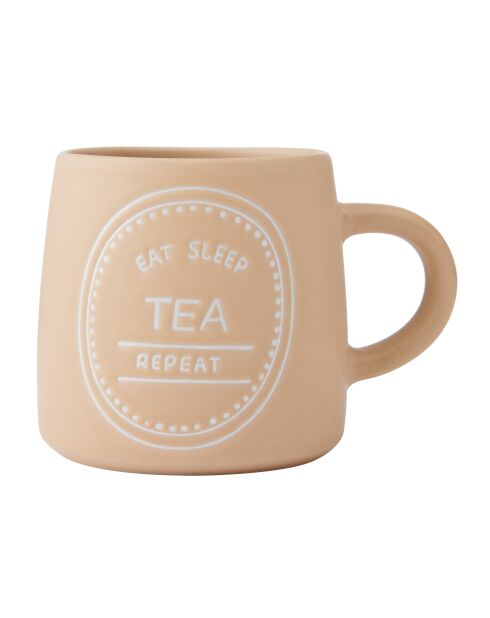 Mug en grès 'Eat Sleep Coffee Repeat' orange pâle - 400 ml