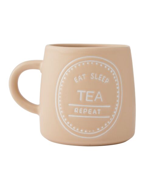 Mug en grès 'Eat Sleep Coffee Repeat' orange pâle - 400 ml