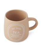 Mug en grès 'Eat Sleep Coffee Repeat' orange pâle - 400 ml
