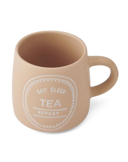 Mug en grès 'Eat Sleep Coffee Repeat' orange pâle - 400 ml