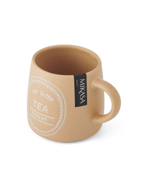 Mug en grès 'Eat Sleep Coffee Repeat' orange pâle - 400 ml