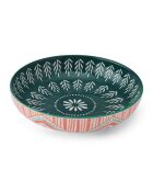 Bol en grès à motif folklorique orange - 21 cm
