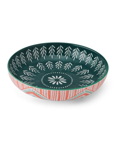 Bol en grès à motif folklorique orange - 21 cm